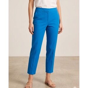 Talbots Slim Crop Pants Womens 12 Blue Cotton Blend Stretch Trousers Workwear
